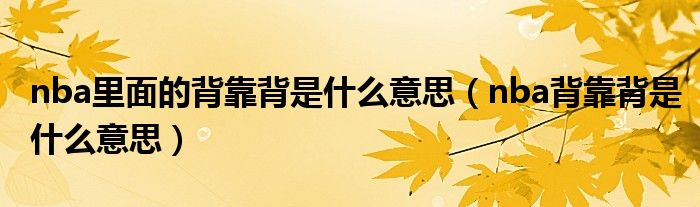 nba里面的背靠背是什么意思（nba背靠背是什么意思）