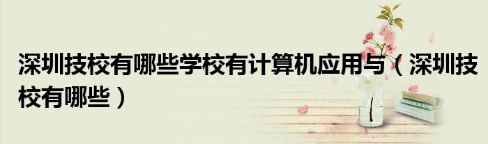 深圳技校有哪些學(xué)校有計算機應(yīng)用與（深圳技校有哪些）
