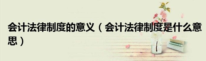 會計法律制度的意義（會計法律制度是什么意思）