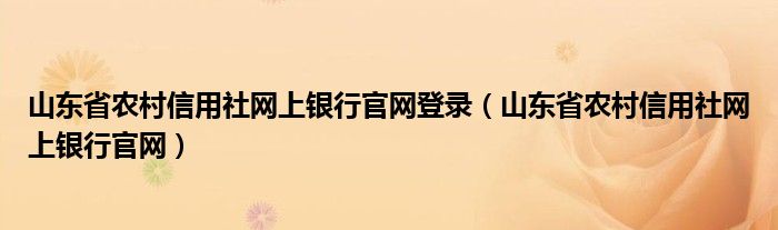 山東省農(nóng)村信用社網(wǎng)上銀行官網(wǎng)登錄（山東省農(nóng)村信用社網(wǎng)上銀行官網(wǎng)）