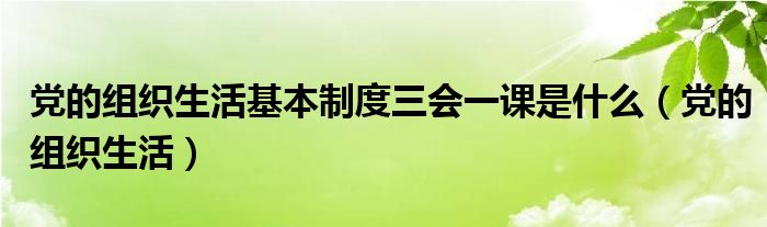 黨的組織生活基本制度三會(huì)一課是什么（黨的組織生活）