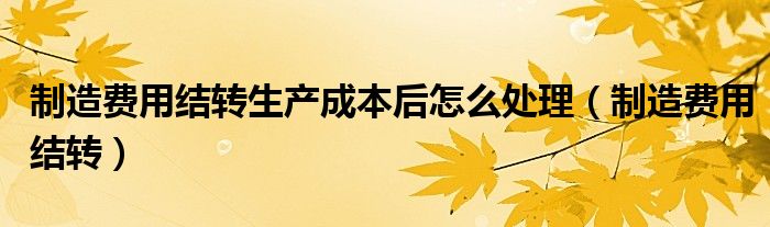制造費(fèi)用結(jié)轉(zhuǎn)生產(chǎn)成本后怎么處理（制造費(fèi)用結(jié)轉(zhuǎn)）