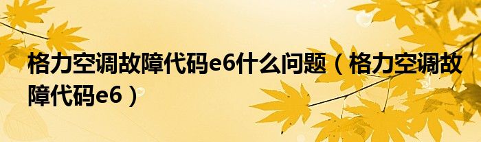 格力空調(diào)故障代碼e6什么問題（格力空調(diào)故障代碼e6）