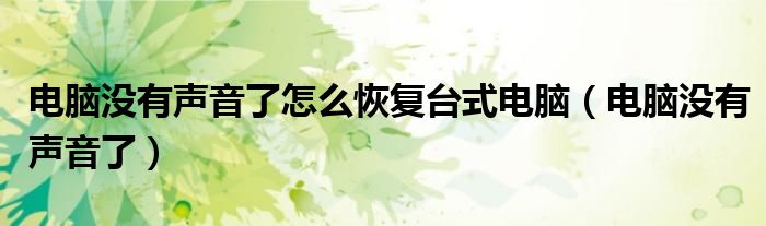 電腦沒有聲音了怎么恢復臺式電腦（電腦沒有聲音了）