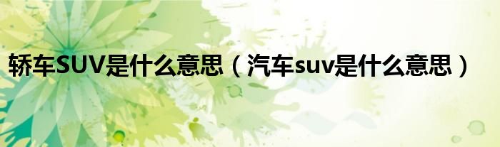 轎車SUV是什么意思（汽車suv是什么意思）