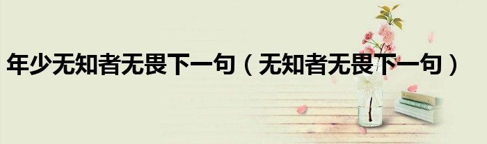 年少無知者無畏下一句（無知者無畏下一句）