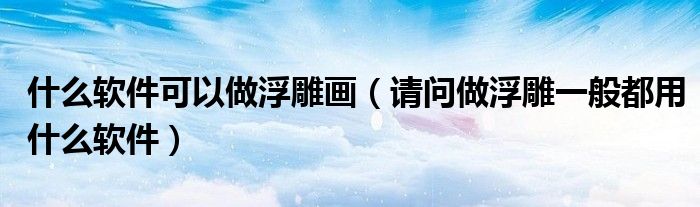 什么軟件可以做浮雕畫（請問做浮雕一般都用什么軟件）