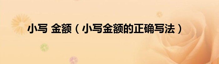 小寫 金額（小寫金額的正確寫法）