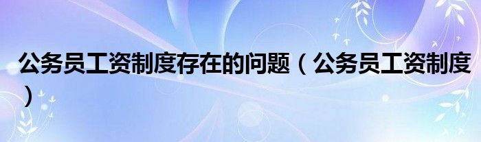 公務(wù)員工資制度存在的問(wèn)題（公務(wù)員工資制度）