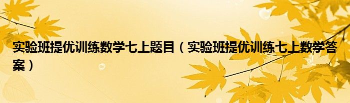 實(shí)驗(yàn)班提優(yōu)訓(xùn)練數(shù)學(xué)七上題目（實(shí)驗(yàn)班提優(yōu)訓(xùn)練七上數(shù)學(xué)答案）