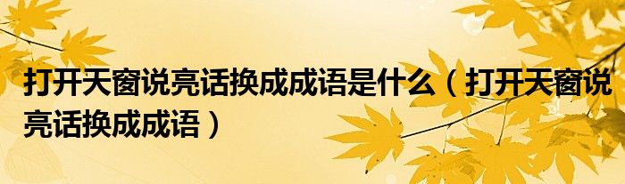 打開天窗說(shuō)亮話換成成語(yǔ)是什么（打開天窗說(shuō)亮話換成成語(yǔ)）
