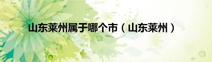 山東萊州屬于哪個市（山東萊州）