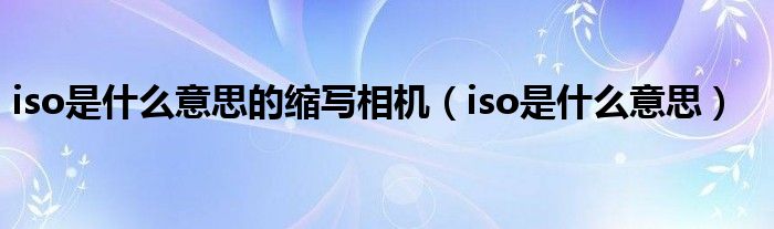 iso是什么意思的縮寫相機（iso是什么意思）