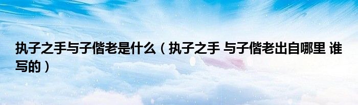 執(zhí)子之手與子偕老是什么（執(zhí)子之手 與子偕老出自哪里 誰寫的）