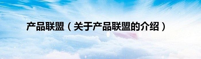 產(chǎn)品聯(lián)盟（關(guān)于產(chǎn)品聯(lián)盟的介紹）