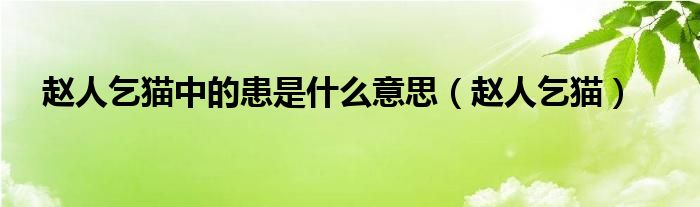 趙人乞貓中的患是什么意思（趙人乞貓）