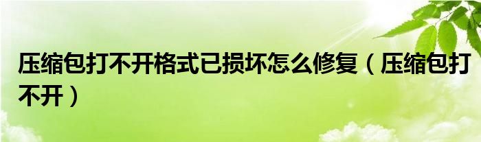 壓縮包打不開格式已損壞怎么修復(fù)（壓縮包打不開）