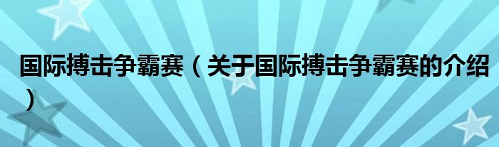 國(guó)際搏擊爭(zhēng)霸賽（關(guān)于國(guó)際搏擊爭(zhēng)霸賽的介紹）