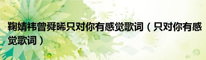 鞠婧祎曾舜晞只對(duì)你有感覺(jué)歌詞（只對(duì)你有感覺(jué)歌詞）