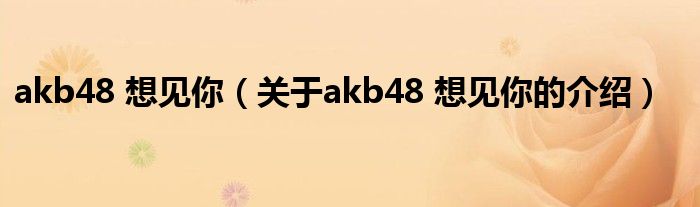 akb48 想見(jiàn)你（關(guān)于akb48 想見(jiàn)你的介紹）