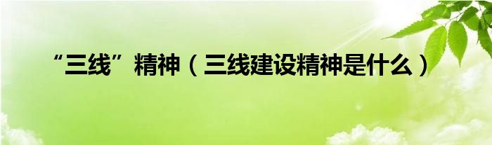 “三線”精神（三線建設(shè)精神是什么）