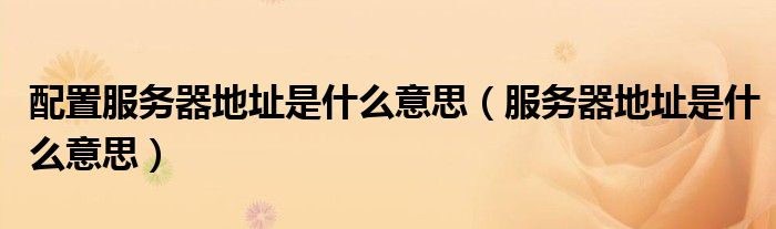 配置服務(wù)器地址是什么意思（服務(wù)器地址是什么意思）