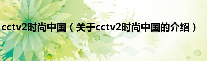 cctv2時尚中國（關于cctv2時尚中國的介紹）