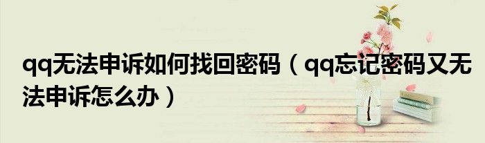 qq無法申訴如何找回密碼（qq忘記密碼又無法申訴怎么辦）