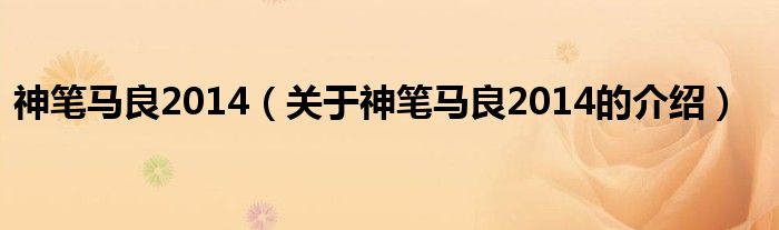 神筆馬良2014（關(guān)于神筆馬良2014的介紹）