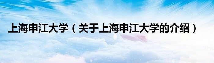 上海申江大學(xué)（關(guān)于上海申江大學(xué)的介紹）