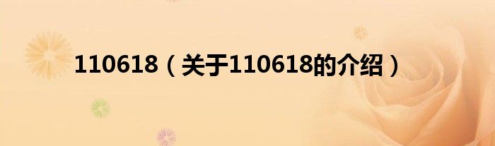 110618（關(guān)于110618的介紹）