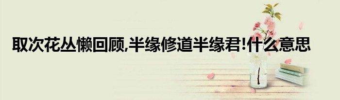 取次花叢懶回顧,半緣修道半緣君!什么意思