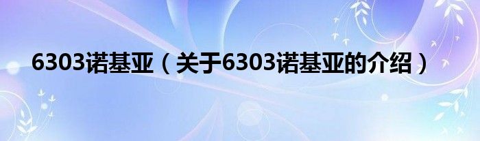 6303諾基亞（關于6303諾基亞的介紹）