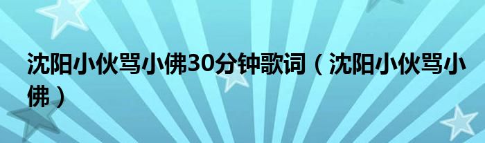 沈陽(yáng)小伙罵小佛30分鐘歌詞（沈陽(yáng)小伙罵小佛）