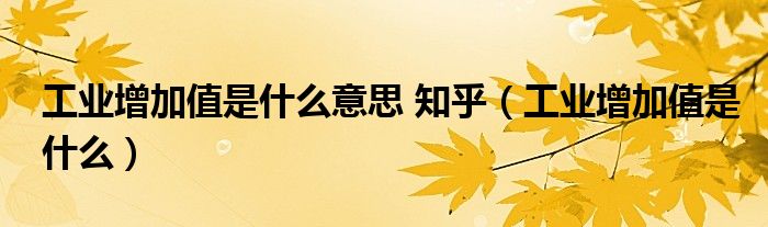 工業(yè)增加值是什么意思 知乎（工業(yè)增加值是什么）