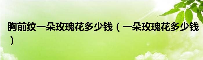 胸前紋一朵玫瑰花多少錢（一朵玫瑰花多少錢）