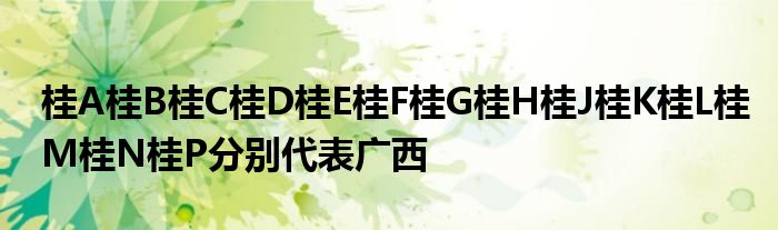 桂A桂B(yǎng)桂C桂D桂E桂F桂G桂H桂J桂K桂L桂M桂N桂P分別代表廣西