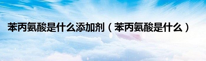苯丙氨酸是什么添加劑（苯丙氨酸是什么）