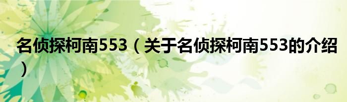 名偵探柯南553（關(guān)于名偵探柯南553的介紹）