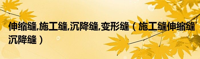 伸縮縫,施工縫,沉降縫,變形縫（施工縫伸縮縫沉降縫）