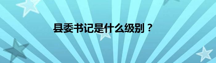 縣委書(shū)記是什么級(jí)別？