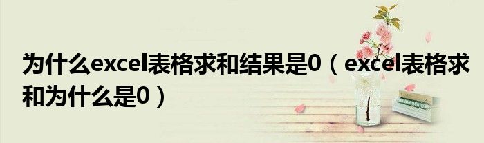 為什么excel表格求和結(jié)果是0（excel表格求和為什么是0）