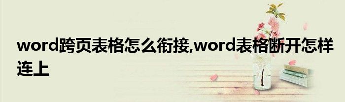 word跨頁表格怎么銜接,word表格斷開怎樣連上