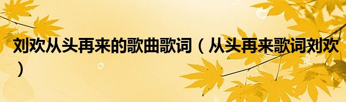 劉歡從頭再來的歌曲歌詞（從頭再來歌詞劉歡）