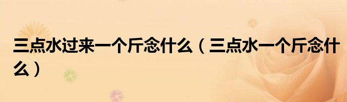 三點(diǎn)水過(guò)來(lái)一個(gè)斤念什么（三點(diǎn)水一個(gè)斤念什么）