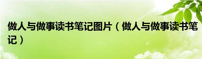 做人與做事讀書筆記圖片（做人與做事讀書筆記）