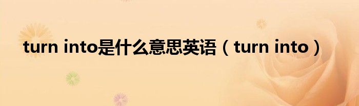 turn into是什么意思英語（turn into）