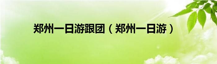 鄭州一日游跟團（鄭州一日游）