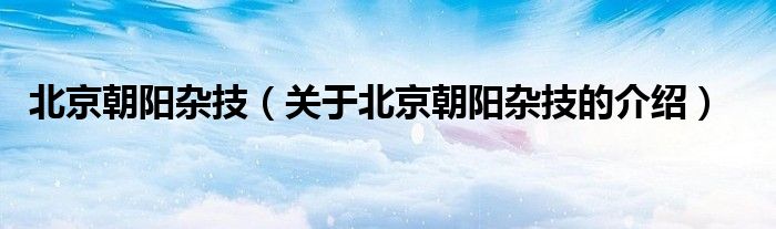 北京朝陽雜技（關于北京朝陽雜技的介紹）
