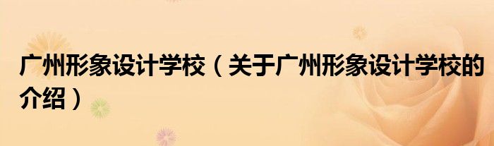 廣州形象設(shè)計(jì)學(xué)校（關(guān)于廣州形象設(shè)計(jì)學(xué)校的介紹）